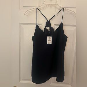 J Crew Navy Scallop Racerback Camisole with Adjustable straps